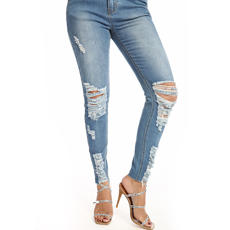 Custom Made Jeans Mid-rise raw hem skinny