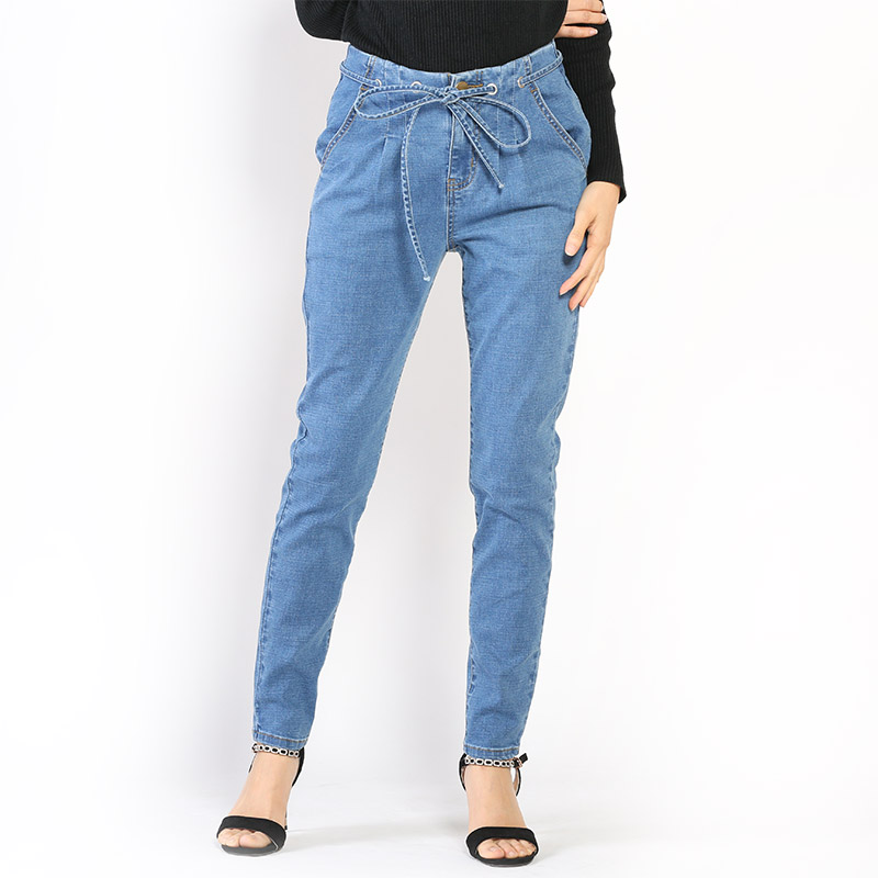 Custom Design Jeans Belted  slim Trouser Jeans Frayed Hem
